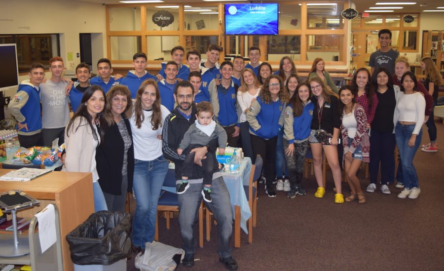 Students from Argentina pose for a picture in the LMC immediately after their arrival on October 8.