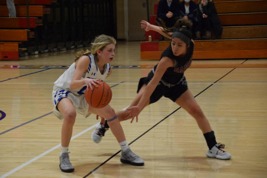 Sophomore Bri Alvarado near the end of the JV1 game.